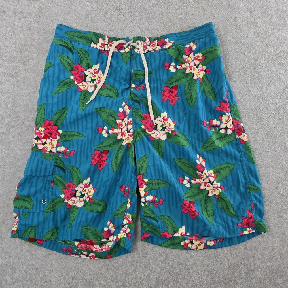RARE Polo Ralph Lauren Floral Print Swim Trunks Board Shorts Mens Sz Large VTG